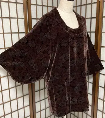 C105 파일 레이온 벨벳 일본 의류 코트 M 사이즈 기모노