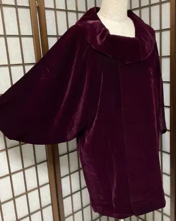 C107 소재 불명 벨벳 일본 의류 코트 컨디션 최상 기모노