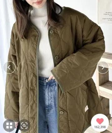 노카라 오버 사이즈 퀼팅 코트