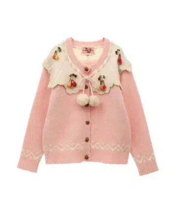 [ 최종 가격 ] 핑크하우스 야바라와 체리 시리즈 가디건 핑크