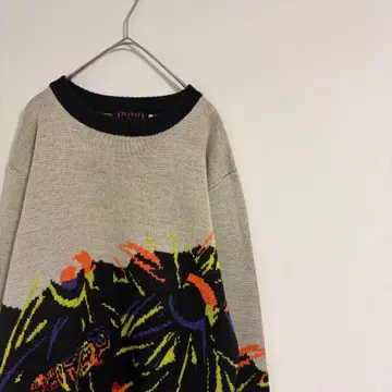 레트로 일본제 올 패턴 빈티지 울 니트 구제 의류