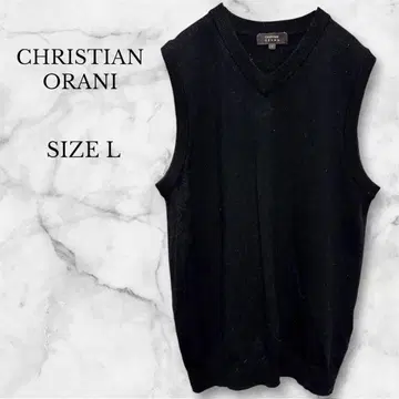 크리스찬 오라니 니트 베스트 비즈니스 캐주얼 블랙 V넥 L