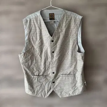 BRUNO B 그레이 체크 무늬 슬리브리스 베스트 남성용 해외 구제 의류