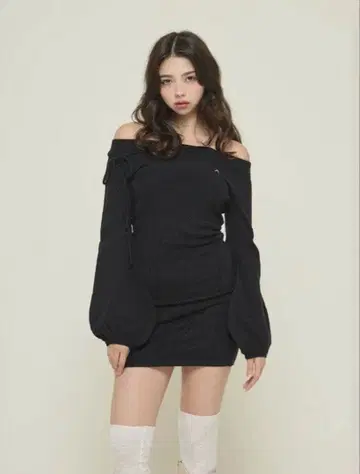 Ribbon crochet knit dress andmary