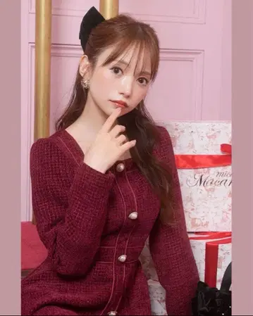 미셸 마카롱 트위드 미니 원피스 빨간색 red