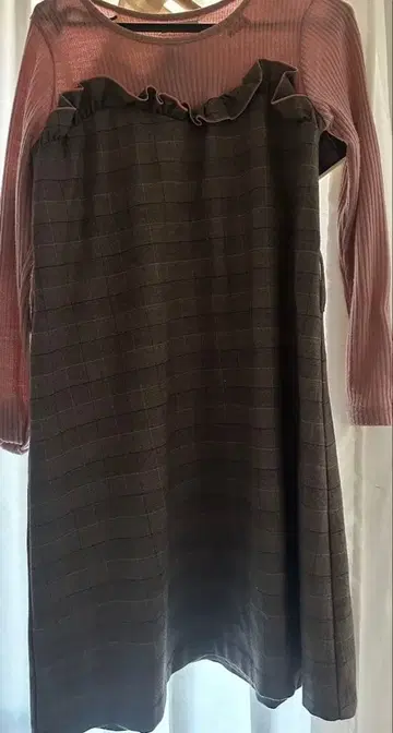 milk 핑크 체크 원피스