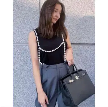 Ameri DROP PEARL SUSPENDER PANTS 그레이 S