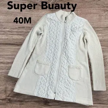 슈퍼 뷰티 꽃 퀼팅 화이트 니트 가디건 40M