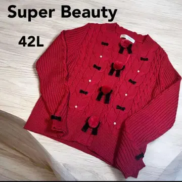 슈퍼 뷰티 니트 스웨터 가디건 레드 42L