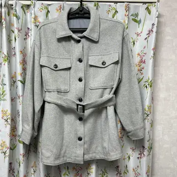 그레이 버튼 셔츠 자켓 벨트 포함