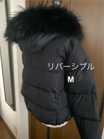 [크로셰] 퍼 더블 지퍼 블랙 리버서블 다운 M