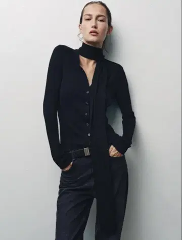 [ 시착만 한 상품 ] ZARA 리브 니트 & 스카프 자켓 M 사이즈