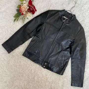 [ OFUON ] 오프온 블랙 가죽 자켓 38(M) 긴팔 척
