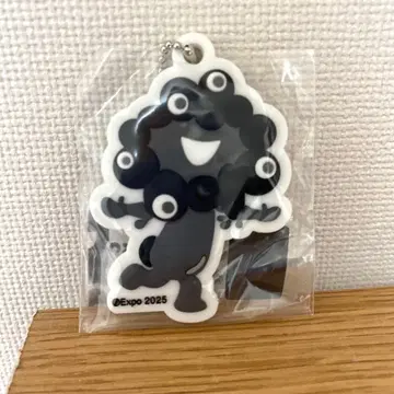 오사카 간사이 만박 검은 미야쿠미야쿠 3D 러버 마스코트 키체인 흑백 B