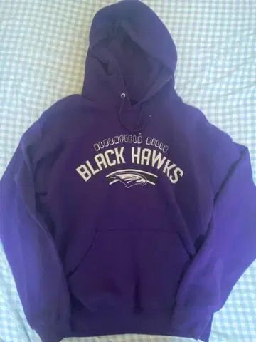 BLACK HAWKS 후드티 보라색 후드 부착