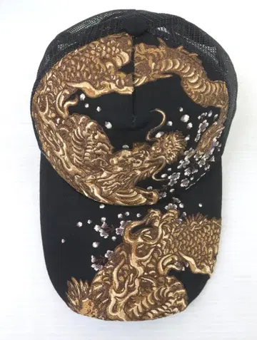 미사용 카라쿠리타마시 242884 벚꽃 용 자수 일본풍 패턴 캡