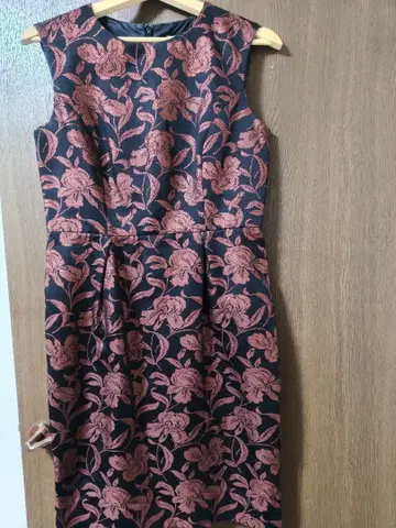 엘레강트한 블랙과 구리색 꽃무늬 원피스 GraceClass 사이즈 38