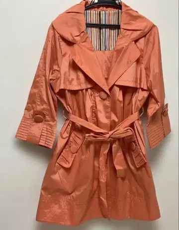 소니아 질 오렌지 스프링 코트 7부 소매