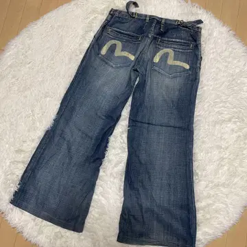 EVISU 데님 팬츠 인디고 블루 빈티지