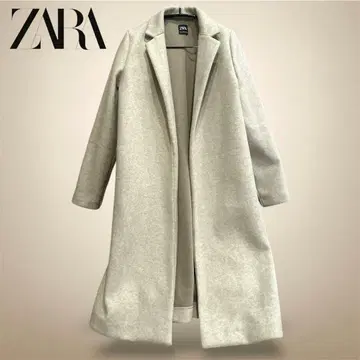 ZARA 체스터 코트 라펠 포함 롱 코트 베이지 M