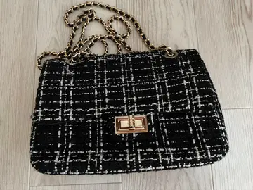 VIS 체인 숄더백 트위드