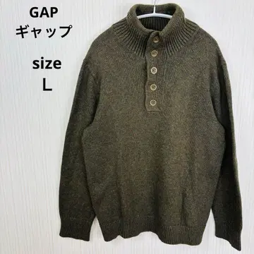 갭 하이넥 코튼 니트 스웨터 L 사이즈 올리브 그린