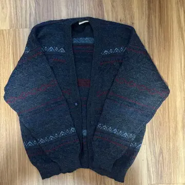 울 혼방 다크 그레이 가디건