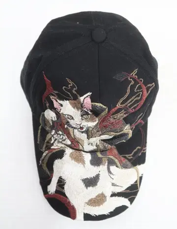 미사용 카라쿠리타마시 244896 고양이 자수 일본풍 패턴 캡