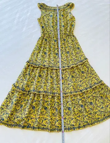 플라워 프린트 슬리브리스 롱 원피스