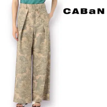 [ 새상품급 ] CABAN 캐번 사파리 자카드 턱 와이드 팬츠