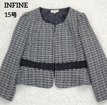 새상품급 앙피니 노카라 자켓 트위드 레이스 빅 사이즈 15호