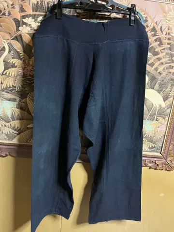 나가족 네이비 나염 사루엘 데님 팬츠 남녀 공용 앤티크