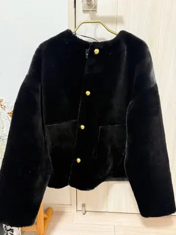 블랙 여성용 자켓 인조 모피
