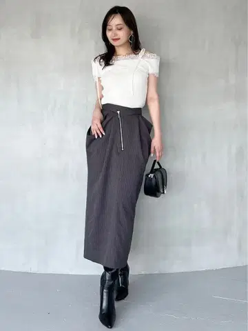 snidel 금기 아지메 지퍼 드레이프 스커트