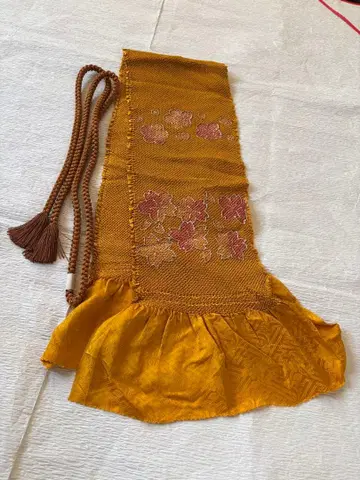 미사용 순수 실크 후리소데용 오비 장식 천 허리띠 꼬인 술 매실 단풍