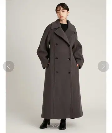 snidel 다크 그레이 허리 핏 롱 코트 01