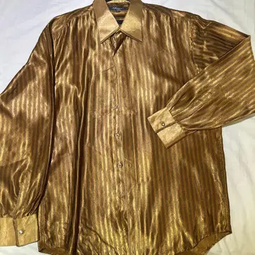 고급 골드 스트라이프 긴팔 셔츠 커터 셔츠