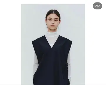 요리 yori 핸섬 V넥 리본 베스트 네이비