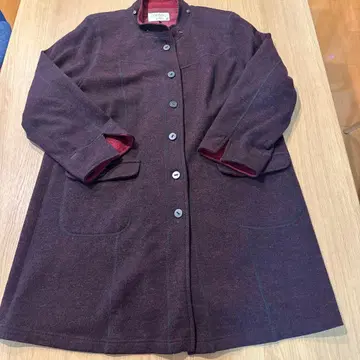 MISSEL 울 혼방 버건디 롱 코트