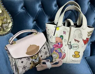2세트 곰 그래픽 숄더백 핸드백 토트백