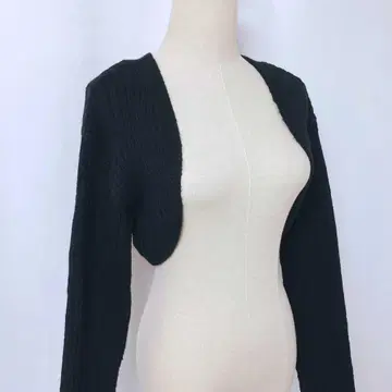 [ 에미플러스 ] emi+ 니트 가디건 긴팔 숏 기장 블랙 M