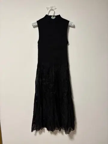 블랙 슬리브리스 롱 원피스