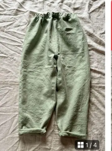 핸드메이드 셰틀랜드 울 린넨 몸빼 그린 프리 사이즈