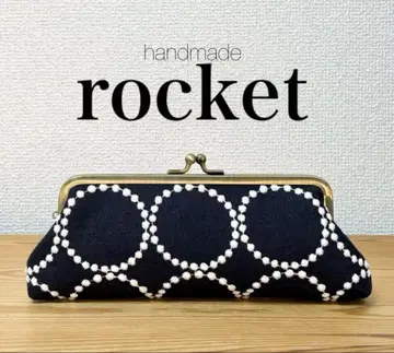 핸드메이드 가마구치 파우치 펜 케이스 탬버린 네이비 미나 페르호넨