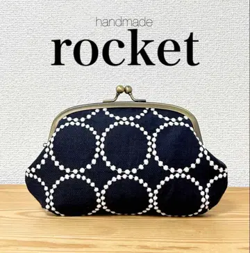 핸드메이드 아치형 가마구치 파우치 탬버린 네이비 미나 페르호넨