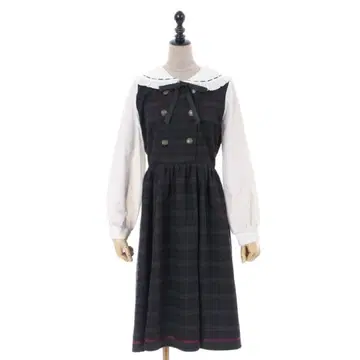 axes femme POETIQUE 더블 버튼 체크 원피스