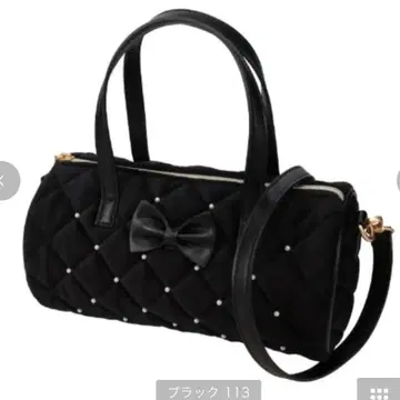 아오키 미사코 x 시마무라 핸드백 블랙 벨로아