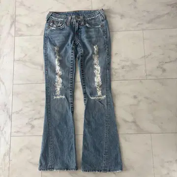 트루 릴리전 데미지 가공 부츠컷 데님 팬츠 24 y2k