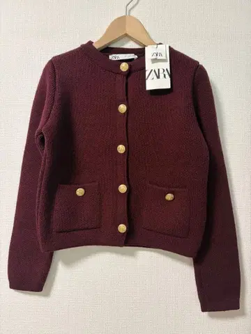 [택 포함 새상품] ZARA 버건디 가디건 S