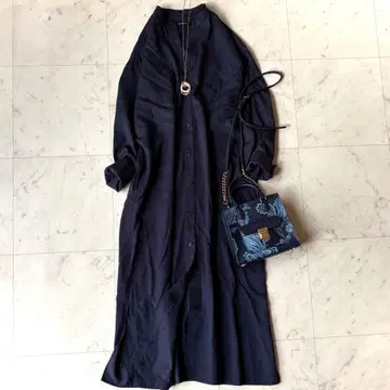 언타이틀 3L 정가 3만 세탁 가능 네이비 밴드 카라 셔츠 원피스